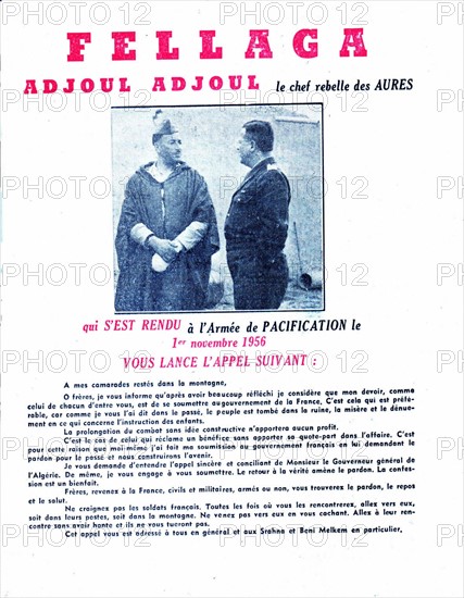 Tract appealing to the fellaghas to surrender to the French army