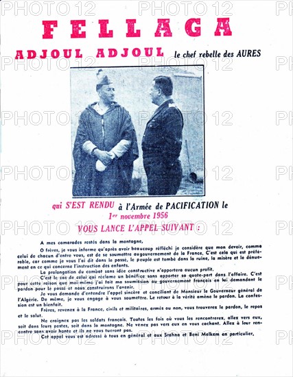 Tract appellant les fellaghas à faire reddition et à se rendre à l'armée française