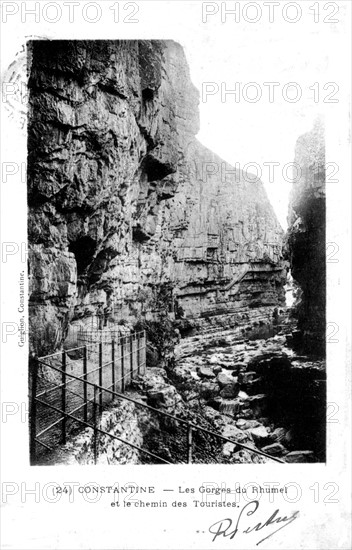 Postcard, Constantine, the Rhumel Gorges and the  Tourist Path