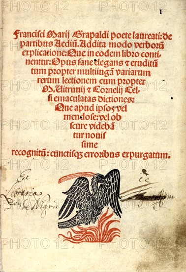 Francesco Mario GRAPALDI, Manuscrit,  "Departibus aedium"