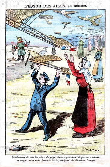 The development of military aviation, a caricature by Bréger