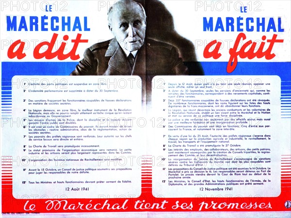 Affiche de propagande du Gouvernement de Vichy. Le Maréchal Pétain.