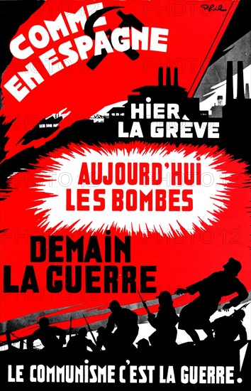 Affiche anticommuniste au moment de la Guerre civile espagnole