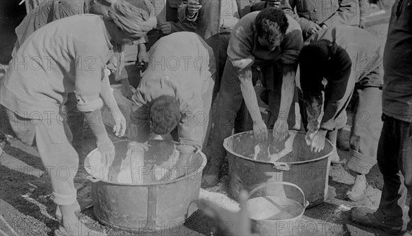 Orleans, camp of Indians.  Kneading bread