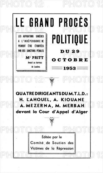 Procès d'Alger concernant 4 dirigeants du M.T.L.D.