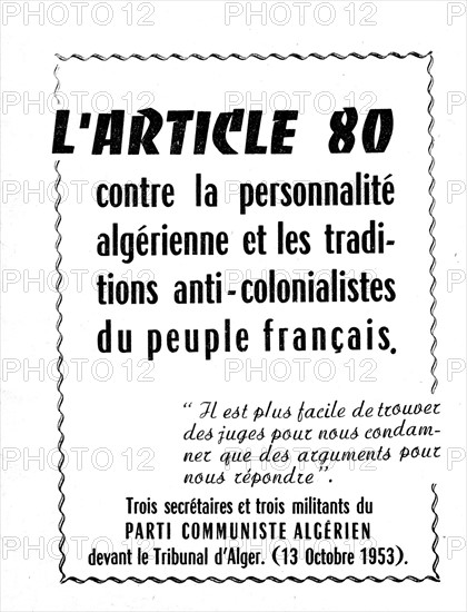 Leaflet published by the Algerian Communist Party