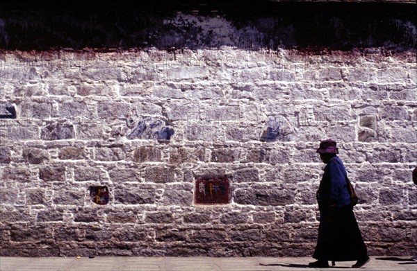 Devotees walking along the Potala Palace, Lhasa