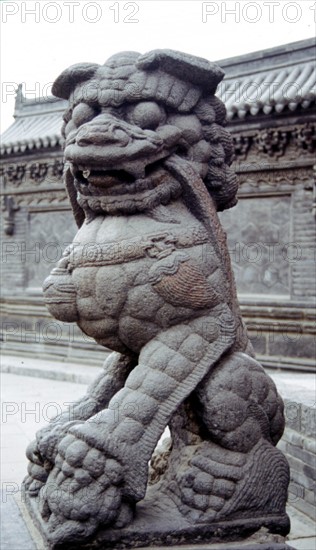 Shanhuayan Temple, stone carving lion
