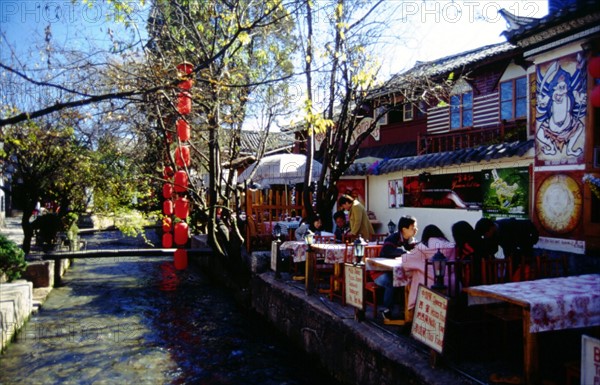 Restaurant by the side of water, old town of Lijiang