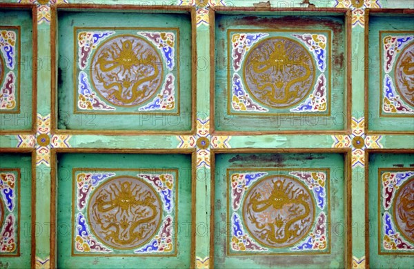 Wooden carving dragon on the ceiling, Five dragon pavilion, Beihai Park