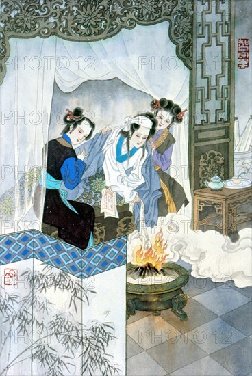 Illustration pour le célèbre roman chinois : "Rêve dans le Pavillon Rouge"