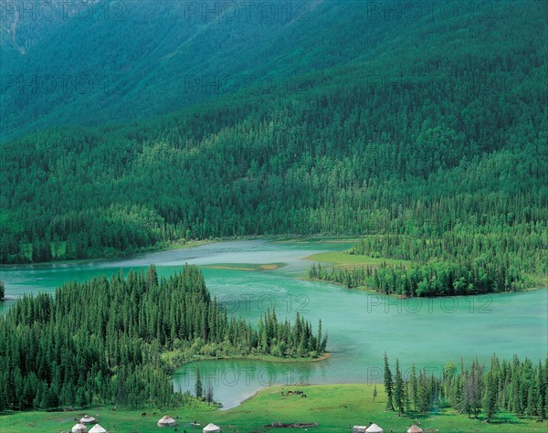 Lac Hanasi, province du Sinkiang, Chine