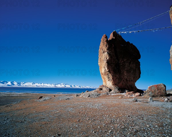 Rock, river landscape, China