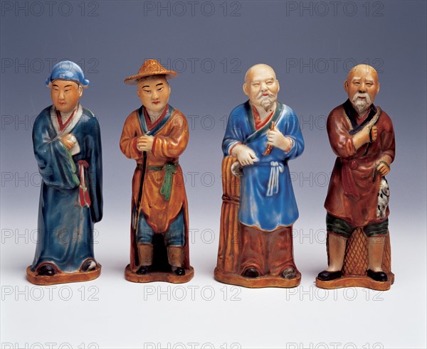 Statuettes peintes, art chinois.