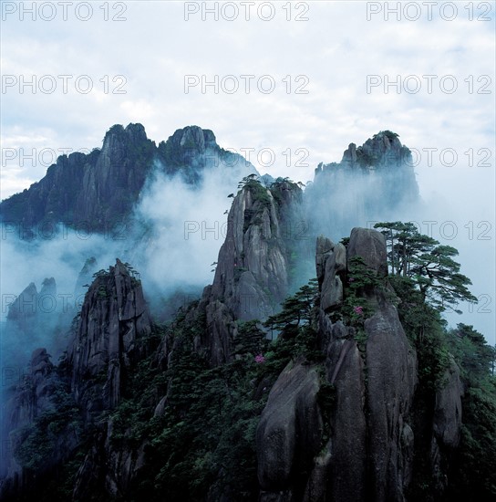 Misty mountain landscape, China