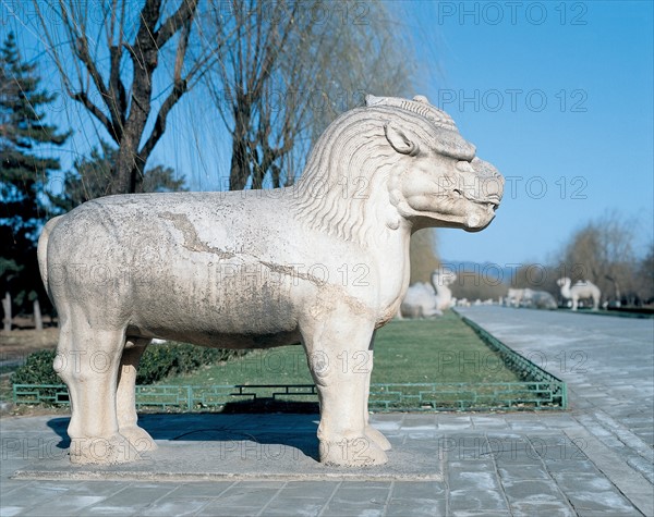 Statue sur la Voie Sacrée des tombeaux des Ming, Pékin, Chine