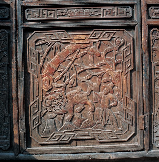 Gravure sur bois, ville de Pingyao, province du Shanxi, Chine