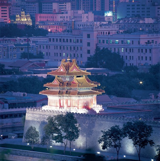 Tour de guet illuminée, Pékin, Chine