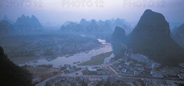 Vue aérienne de la ville de Guilin, Chine