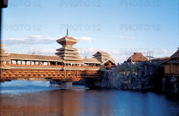 The pavilions and the Bridge of Wind and Rain, Dong Village, Yunnan Province, China