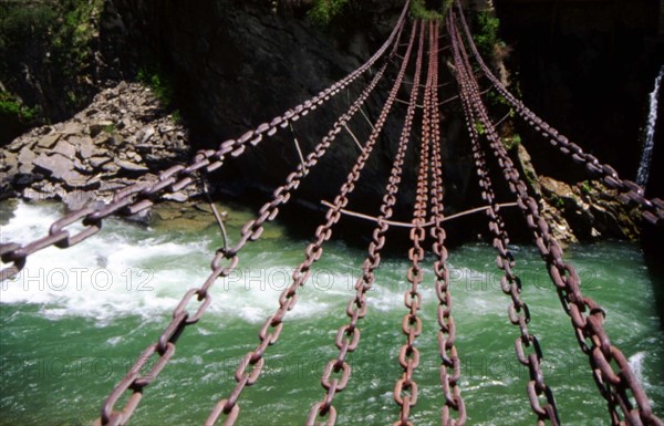 The iron-chain bridge over the Dadu River,Sichuan Province,China