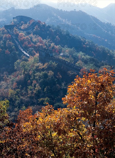 Red leaves at Badaling section of the Great Wall, Beijing, China