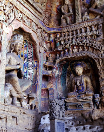 Buddha statues in Yungang Cave,Datong, China