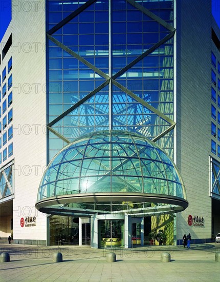 The semi-sphere gate of the Bank of China building,Beijing,China