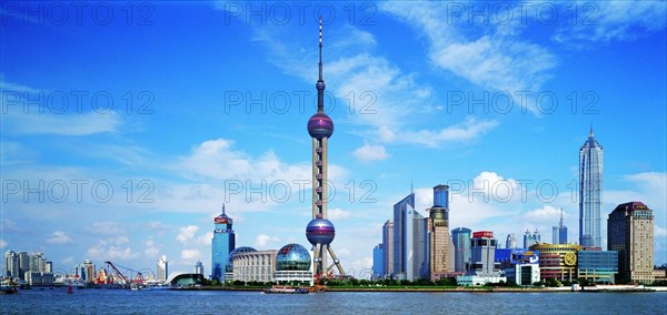 The Oriental Pearl Tower in Lujiazhui,Pudong area,Shanghai,China