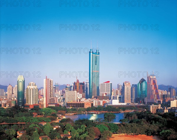 Distant view of Diwang Tower,Shenzhen,China