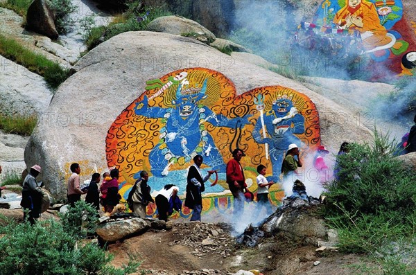 The Shoton Festival celebration was held in Drepung Monastery,Tibet,China