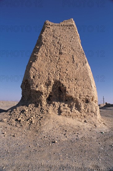 Ruin of beacon tower of Han Great Wall in Dunhuang,Gansu,China