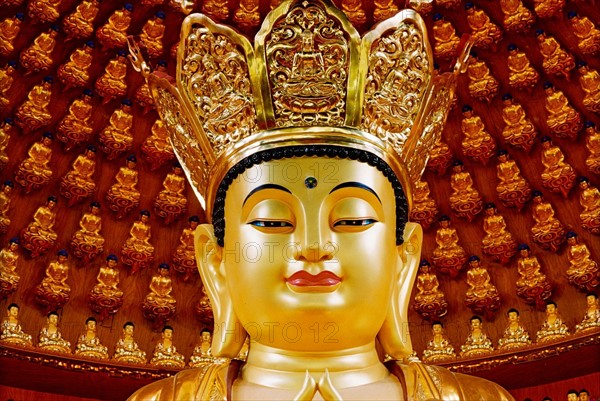 The head of Buddha statue in Hongfu temple of Shanghai,China