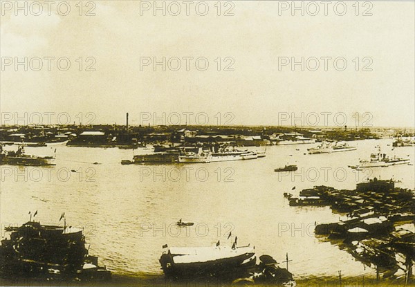 Vintage photo of Huangpu river of Shanghai,China