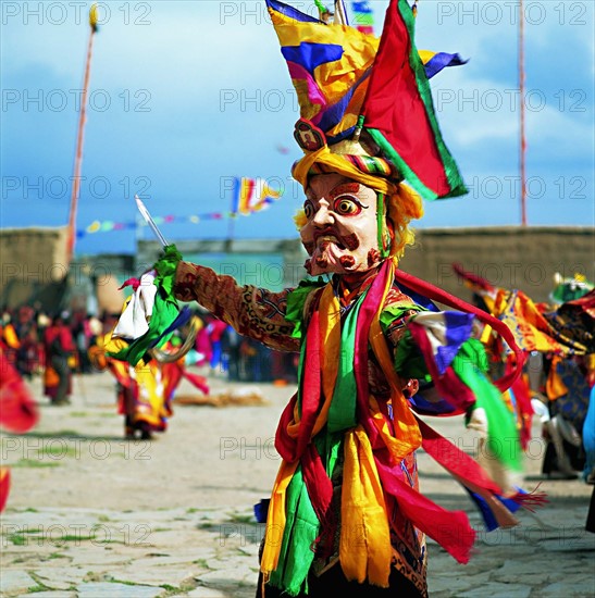 The mask for Tibetan opera,which is a local folk art in Tibet,China