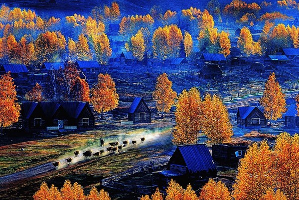 The beautiful landscape of Baihaba Village, Sinkiang Province, China