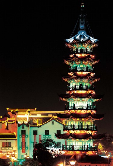 A pagoda in Chenghuang Templem,Shanghai,China