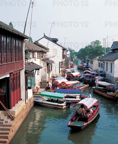 Zhouzhuang Village,one of China's waterside villages in Zhejiang Province,China