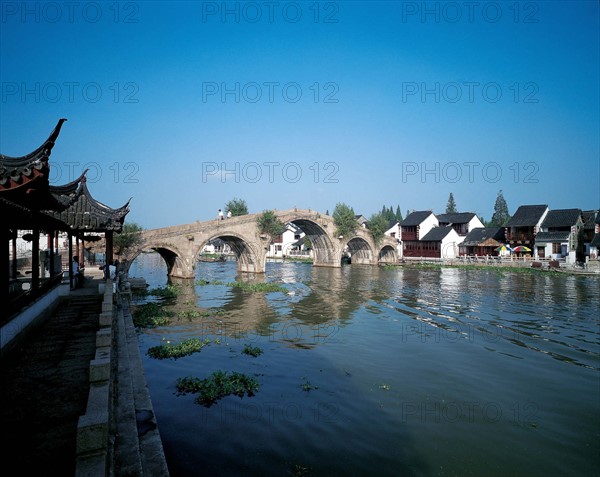 Arch bridge in waterside village of Zhujiajiao near Shanghai,China