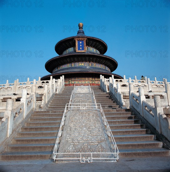 Carved stone between steps of Temple of Heaven in Beijing