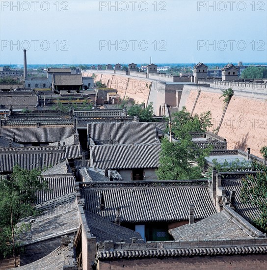 the old residence houses,ancient rampart and city wall in Pingyao,Shanxi Province,China