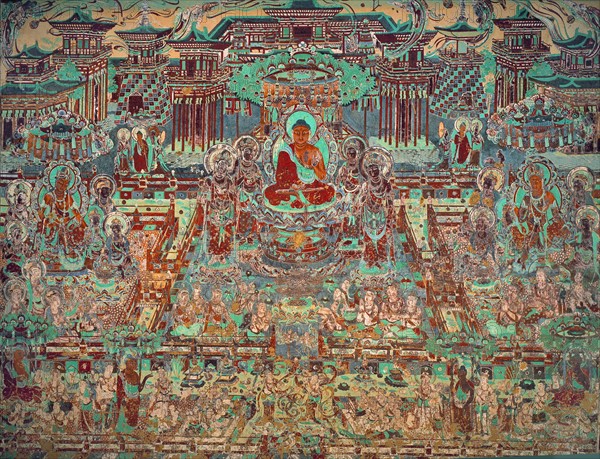 A fresco at Cave 217,Mogao Grottoes,Dunhuang,Gansu Province,China
