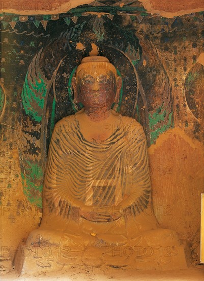 Buddha statue at the grotto of Bingling Temple,Gansu,China