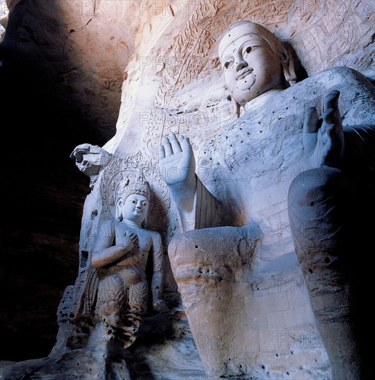 A statue of Buddha at Yungang Grotto,Shanxi Province,China