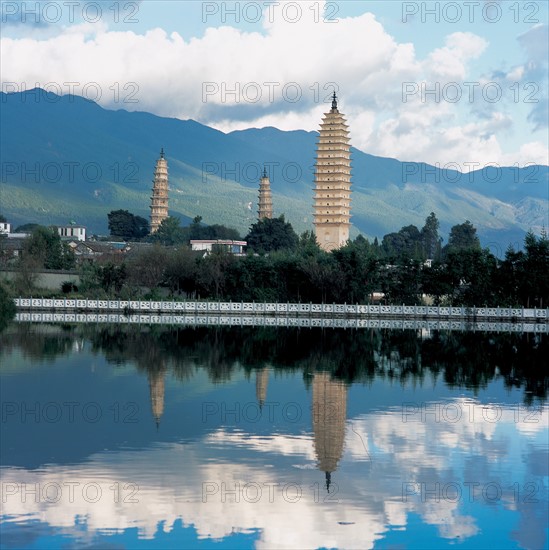 Three Pagodas in Chongsheng temple in Dali,Yunnan,China