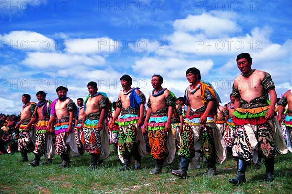 Wrestlers in Nadamu Festival, Xilinhaote,Inner Mongolia,China