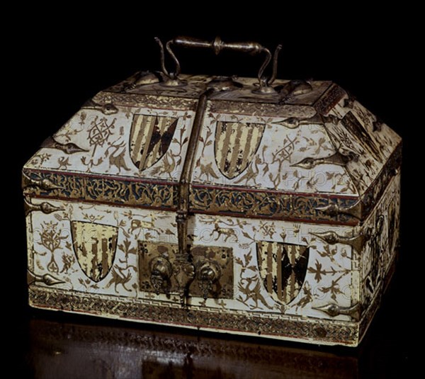 Wooden Casket Encrusted with Marble