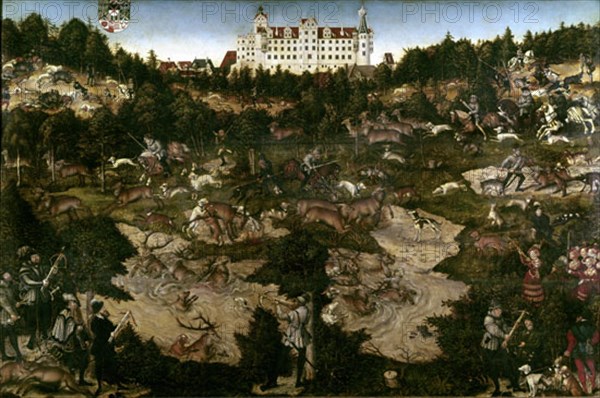 Cranach l'Ancien, Partie de chasse en l'honneur de Charles V au château de Torgau