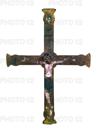 Croix d'autel romaine décorée d'émail