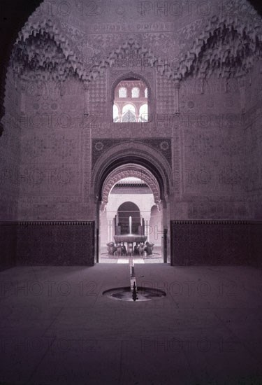 The hall of the Two Sisters at the Alhambra and the lions courtyard